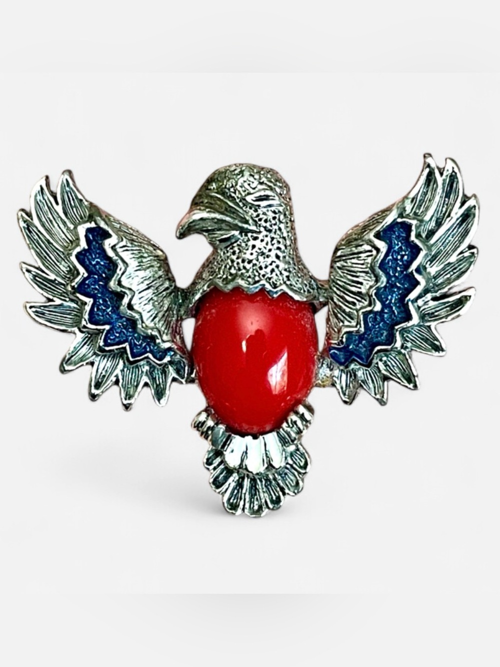 Gerry’s Vintage 1980s Patriotic Eagle Brooch Pin Americana Blue Red Jelly Belly